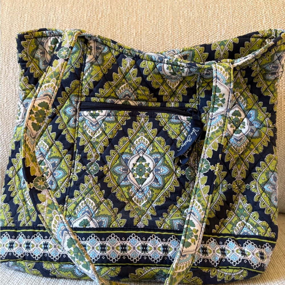 Vera Bradley Navy and Lime Geometric Tote